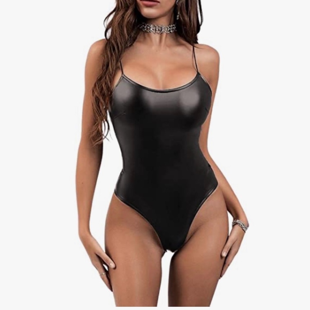 Brand new never worn Xs leather look body suit